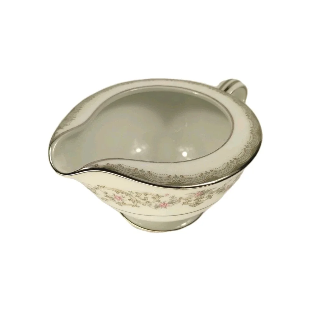 Noritake China Edgewood 5807 Sugar Bowl with Lid and Creamer Set Pink‎ Roses